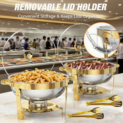 🎅🏻Saldi prenatalizi🔥Set da buffet con scaldavivande in acciaio inossidabile