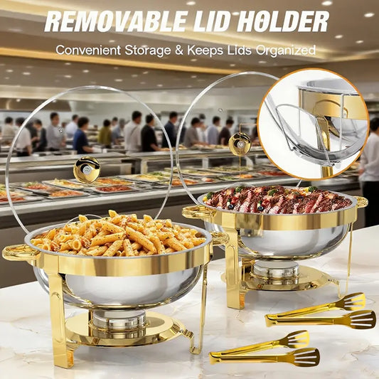 🎅🏻Saldi prenatalizi🔥Set da buffet con scaldavivande in acciaio inossidabile