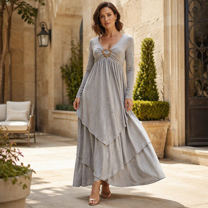 🏆👗 Abito midi a balze con dettaglio a forma di cuore – Taglio ad A che valorizza la silhouette, tessuto leggero e grazioso dettaglio a forma di cuore – Perfetto per i viaggi e le feste, spedizione gratuita