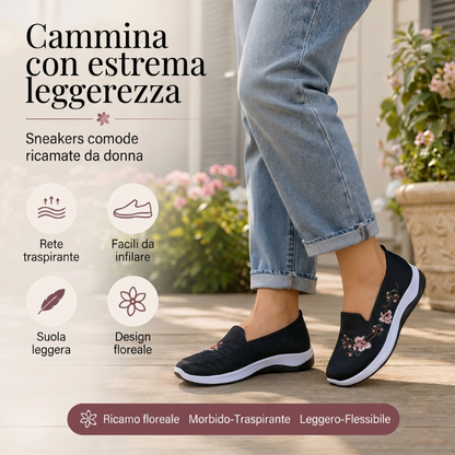 👟🌸 Scarpe slip-on in maglia con motivi floreali