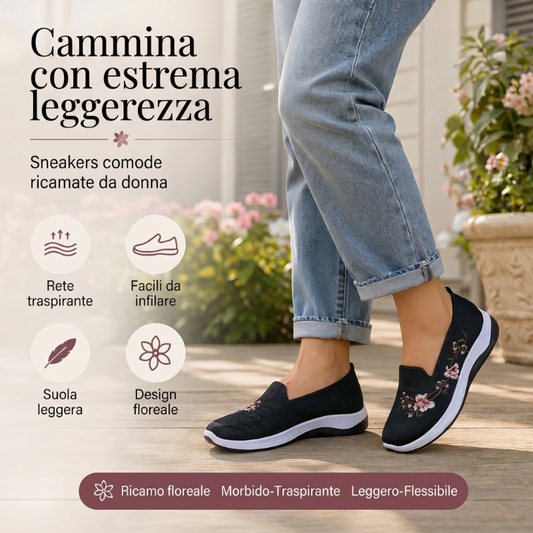 👟🌸 Scarpe slip-on in maglia con motivi floreali