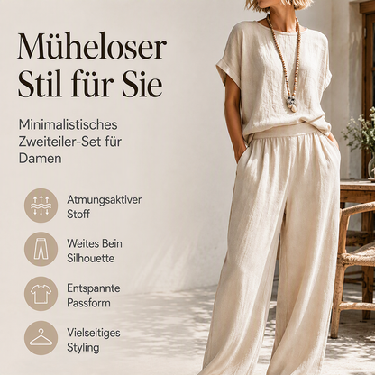 Set composto da top a maniche corte e pantaloni a gamba larga da donna