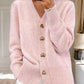 Cardigan Donna Invernale Casual in Filato di Lana con Bottoni