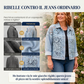Giacca da donna in denim con patchwork di pizzo floreale dal taglio ampio