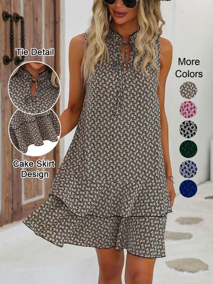 🎉Ultimo giorno della promozione: 50% di sconto 💃 Abito da donna con fiocco e motivo geometrico