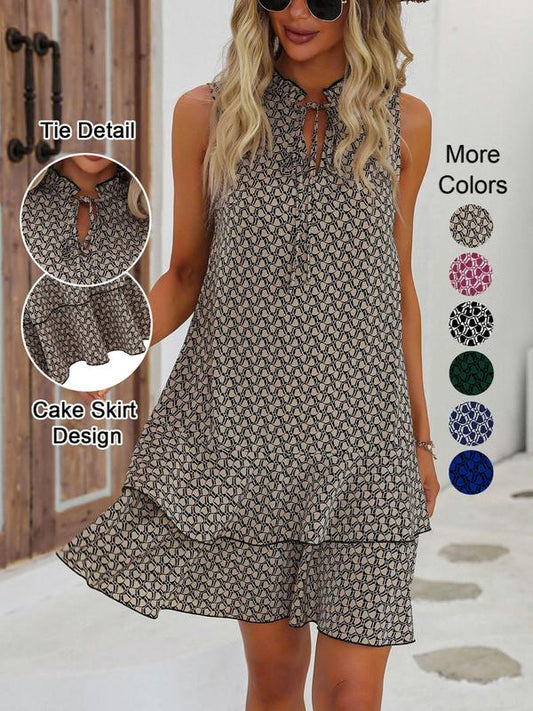 🎉Ultimo giorno della promozione: sconto del 50% 💃 Abito da donna con fiocco e motivo geometrico