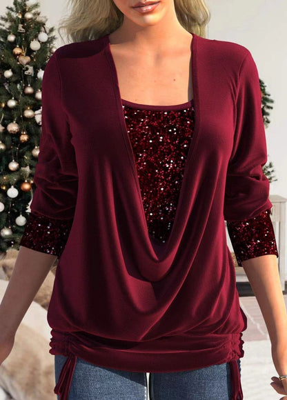 🎁VENDITA DELL'ULTIMO GIORNO - 49% DI SCONTO🎁Top due pezzi finto smocked con paillettes