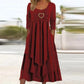 🏆👗 Abito midi a balze con dettaglio a forma di cuore – Taglio ad A che valorizza la silhouette, tessuto leggero e grazioso dettaglio a forma di cuore – Perfetto per i viaggi e le feste, spedizione gratuita