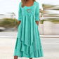 🏆👗 Abito midi a balze con dettaglio a forma di cuore – Taglio ad A che valorizza la silhouette, tessuto leggero e grazioso dettaglio a forma di cuore – Perfetto per i viaggi e le feste, spedizione gratuita