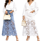 Gonna da donna in denim aderente con finiture in pizzo traforato.