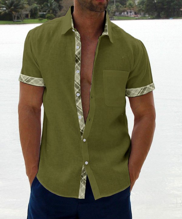 Saldi estivi - 49% OFF💥 --- Camicia casual da uomo con colletto scozzese-4