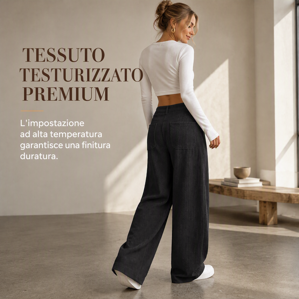 Pantaloni a gamba larga da donna, taglio comodo e rilassato