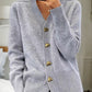 Cardigan Donna Invernale Casual in Filato di Lana con Bottoni