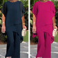 ✨ SCONTO DEL 50% – Set affascinante con top asimmetrico 👗 Elegante completo con pantaloni larghi – Comodo e perfetto per la primavera