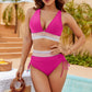 👙 SCONTO LIMITATO DEL 50%! Set bikini a due pezzi in stile patchwork, costume da bagno da donna con scollo a V e vita alta, 2 colori
