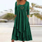 🏆👗 Abito midi a balze con dettaglio a forma di cuore – Taglio ad A che valorizza la silhouette, tessuto leggero e grazioso dettaglio a forma di cuore – Perfetto per i viaggi e le feste, spedizione gratuita