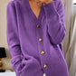 Cardigan Donna Invernale Casual in Filato di Lana con Bottoni