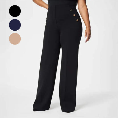 💥Saldi imperdibili – 50% di sconto💖Pantaloni elasticizzati da donna taglie forti, a vita alta e a gamba larga