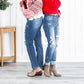Jeans boyfriend da donna con risvolto, effetto consumato e effetto modellante