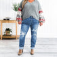 Jeans boyfriend da donna con risvolto, effetto consumato e effetto modellante