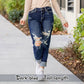 Jeans boyfriend da donna con risvolto, effetto consumato e effetto modellante