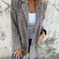 🍂Giacca autunnale con collo a revers, bottoni sottili e motivo scozzese, abito piccolo da donna