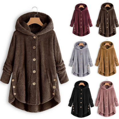 Giacca con cappuccio da donna in pile, nuova collezione 2024