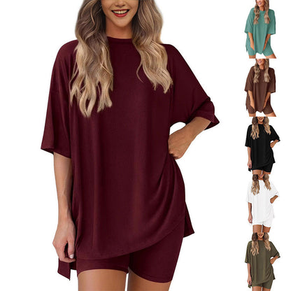 🔥 Letzter Tag! 50% Rabatt 2-teiliges Damen Sommer Set 🩳 Lockeres Oversize-Shirt + Shorts