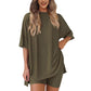🔥 Letzter Tag! 50% Rabatt 2-teiliges Damen Sommer Set 🩳 Lockeres Oversize-Shirt + Shorts