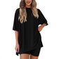 🔥 Letzter Tag! 50% Rabatt 2-teiliges Damen Sommer Set 🩳 Lockeres Oversize-Shirt + Shorts