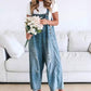 ❤️OFFERTA ESTIVA - SCONTO DEL 50%❤️Graziosi pantaloni con bretelle da donna in stile jumpsuit, in denim strappato con bottoni