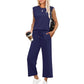 Completo 2 Pezzi da Donna con Top Senza Maniche e Pantaloni a Gamba Larga