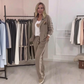 Set 2 pezzi con blazer e pantaloni a righe laterali alla moda