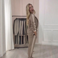 Set 2 pezzi con blazer e pantaloni a righe laterali alla moda