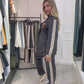 Set 2 pezzi con blazer e pantaloni a righe laterali alla moda