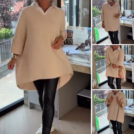 🍂 Offerta autunnale limitata Top donna a maniche lunghe con collo a camici