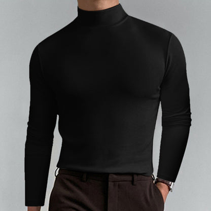 T-shirt a maniche lunghe slim fit a collo alto da uomo