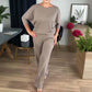 Elegante set 3 pezzi composto da cardigan lungo, top e pantaloni