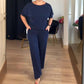 Elegante set 3 pezzi composto da cardigan lungo, top e pantaloni