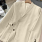 Set da ufficio formale da donna a 2 pezzi: blazer con lacci sul davanti e pantaloni a gamba larga
