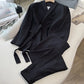 Set da ufficio formale da donna a 2 pezzi: blazer con lacci sul davanti e pantaloni a gamba larga