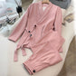 Set da ufficio formale da donna a 2 pezzi: blazer con lacci sul davanti e pantaloni a gamba larga