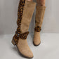 Stivali da equitazione da donna con stampa leopardata