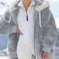 🔥 SCONTO DEL 50%! ✨ Giacca in pile da donna con fodera in sherpa - Cappuccio regolabile, tasca nascosta, ideale per un inverno elegante 🧥❄️