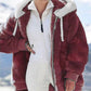 🔥 SCONTO DEL 50%! ✨ Giacca in pile da donna con fodera in sherpa - Cappuccio regolabile, tasca nascosta, ideale per un inverno elegante 🧥❄️