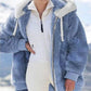 🔥 SCONTO DEL 50%! ✨ Giacca in pile da donna con fodera in sherpa - Cappuccio regolabile, tasca nascosta, ideale per un inverno elegante 🧥❄️