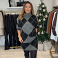 🔥SCONTO DEL 50%! 👚Set 2 Pezzi da Donna: Maglione e Gonna in Maglia con Motivo a Rombi
