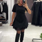 🔥Offerte speciali - Abito mini da donna con maniche corte e bordi in pizzo scintillante | Elegante e brillante