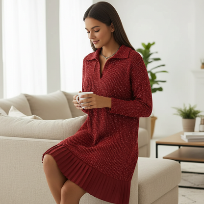 🔥Offerte speciali - Abito corto svasato con revers scintillante da donna