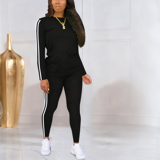 Completo da ginnastica a due pezzi con maniche lunghe da donna